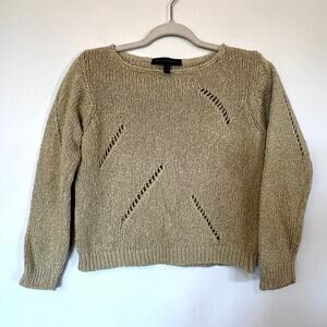 Maria di Ripabianca linen cotton blend sweater Sz 8 beige cropped cutout Italy